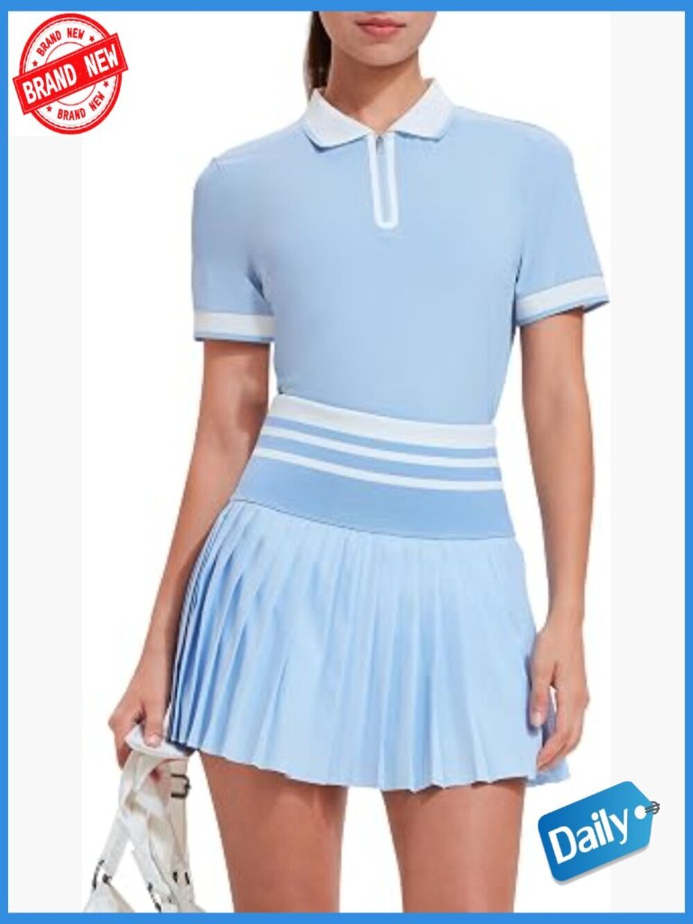 High Waisted Zip Golf Tennis Two Piece Skirt Set